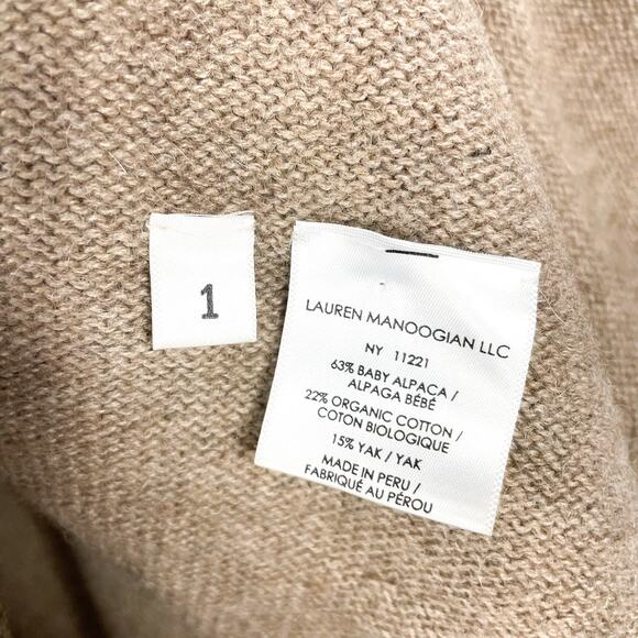 Lauren Manoogian Flare Sweater Tan Pullover Alpaca Yak Long Sleeve‎ Sz 1 / XS-S - Picture 7 of 8
